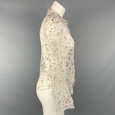 POLECI Taille 4 Chemisier en mousseline de soie blanc et taupe