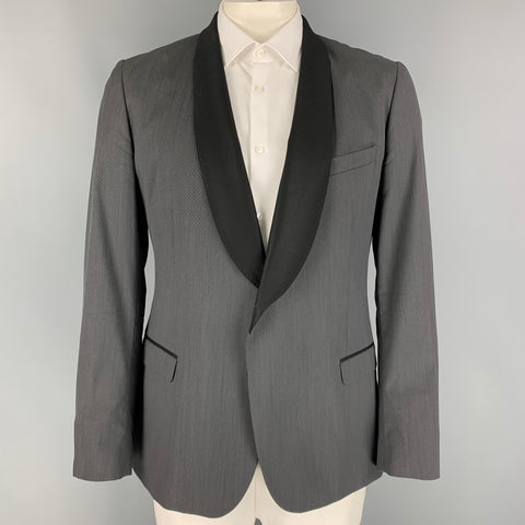 PS by PAUL SMITH Size 46 Dark Gray Diamond Shawl Collar Black Sport Coat