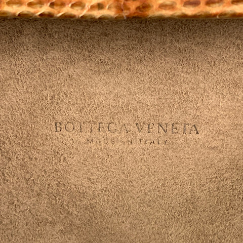 BOTTEGA VENETA Beige Floral Python Skin Leather Pochette Knot Clutch
