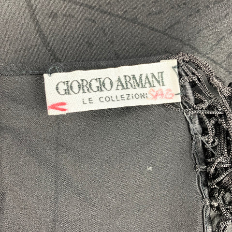 GIORGIO ARMANI Black Abstract Satin Scarves