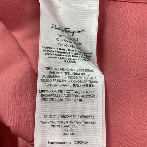 SALVATORE FERRAGAMO Size M Rose Pleated Cotton French Cuff Long Sleeve Shirt