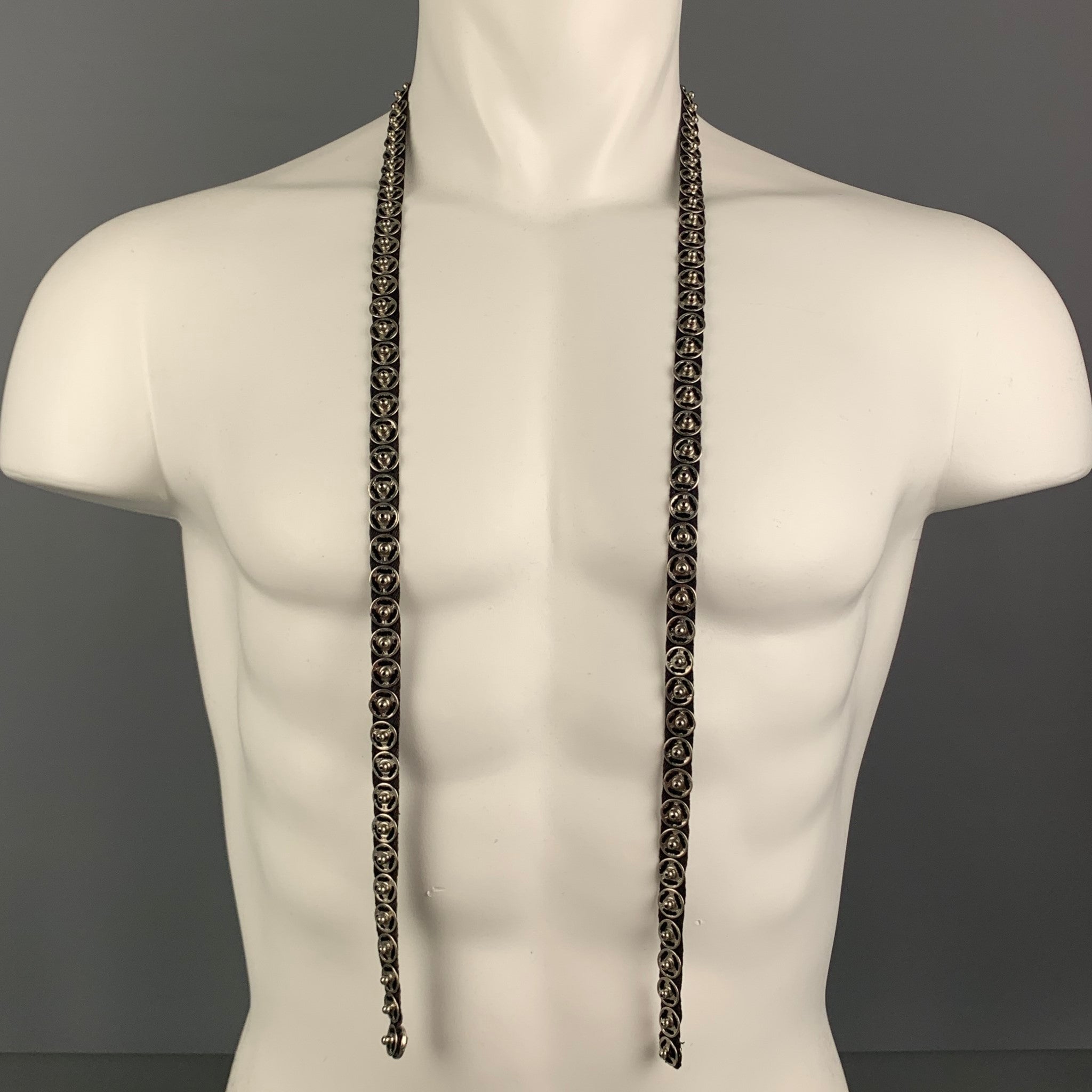 ANN DEMEULEMEESTER Black Silver Ribbon Snaps Bracelet – Sui