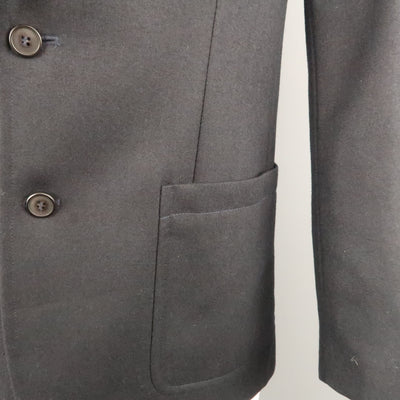 APC Chest Size 40 Navy Solid Wool Notch Lapel Sport Coat