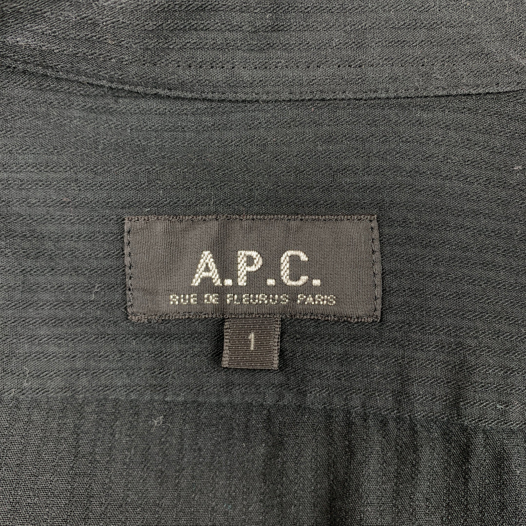 Chemise à manches longues boutonnée en coton texturé noir taille S APC 