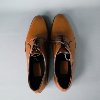 A.TESTONI Size 12 Caramel Solid Leather Lace Up Dress Shoes