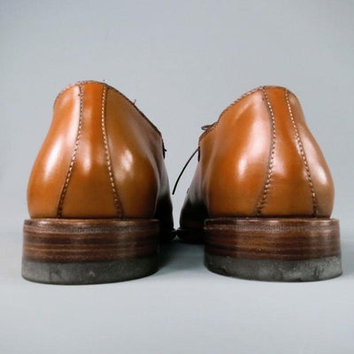 A.TESTONI Size 12 Caramel Solid Leather Lace Up Dress Shoes
