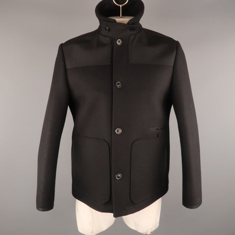ACNE JEANS 42 Black Wool Patch Pockets Jacket