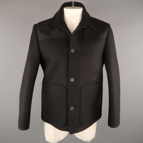 ACNE JEANS 42 Black Wool Patch Pockets Jacket