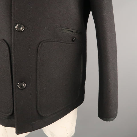 ACNE JEANS 42 Black Wool Patch Pockets Jacket