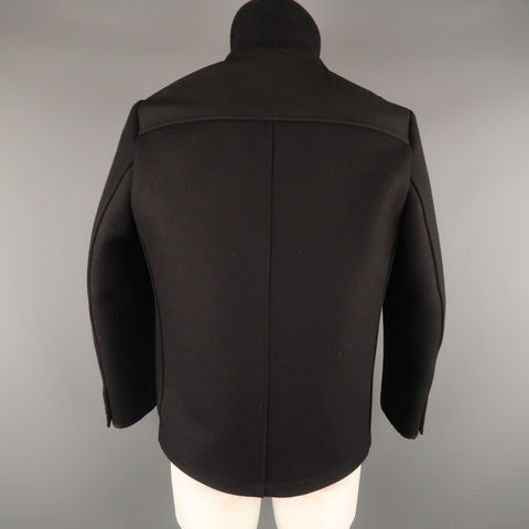 ACNE JEANS 42 Black Wool Patch Pockets Jacket