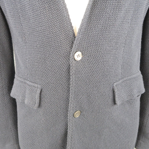 ADAM KIMMEL L Navy Textured Cotton Peak Lapel Cardigan Jacket