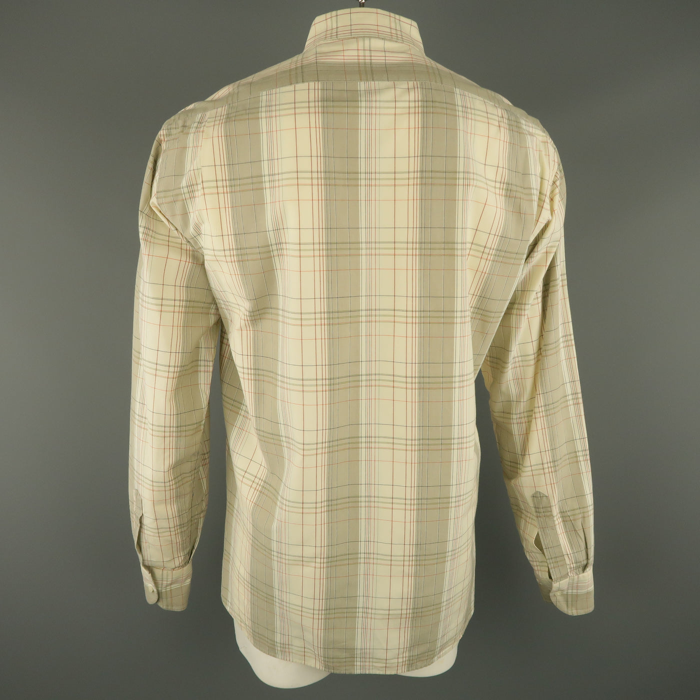 ADAM KIMMEL Size L Cream Plaid Cotton Button Up Long Sleeve Shirt