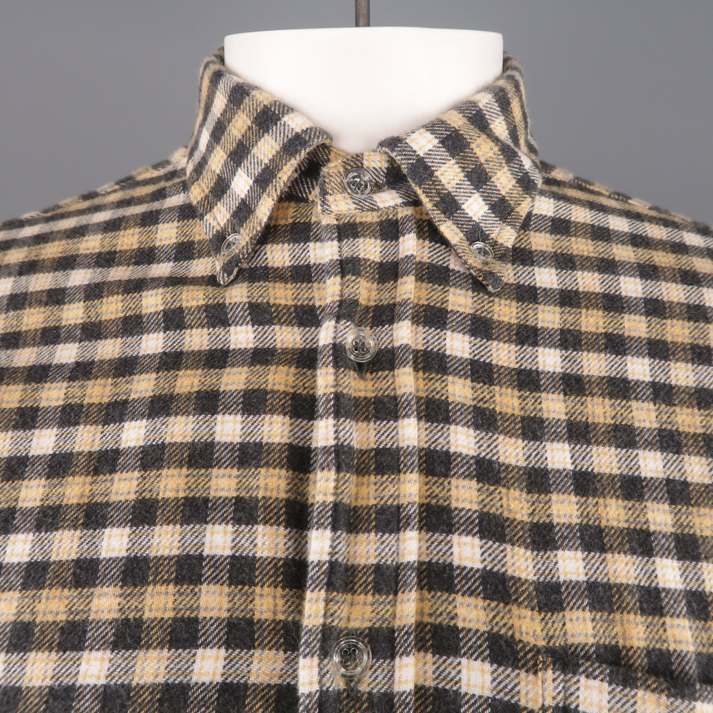 ADAM KIMMEL Size M Yellow Plaid Cotton Button Down Long Sleeve Shirt