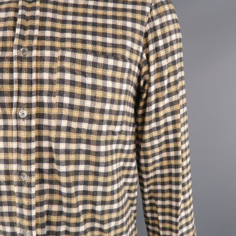 ADAM KIMMEL Size M Yellow Plaid Cotton Button Down Long Sleeve Shirt