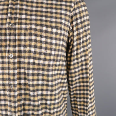 ADAM KIMMEL Size M Yellow Plaid Cotton Button Down Long Sleeve Shirt