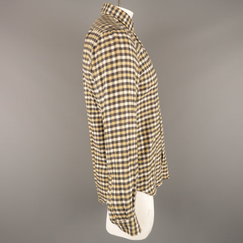 ADAM KIMMEL Size M Yellow Plaid Cotton Button Down Long Sleeve Shirt