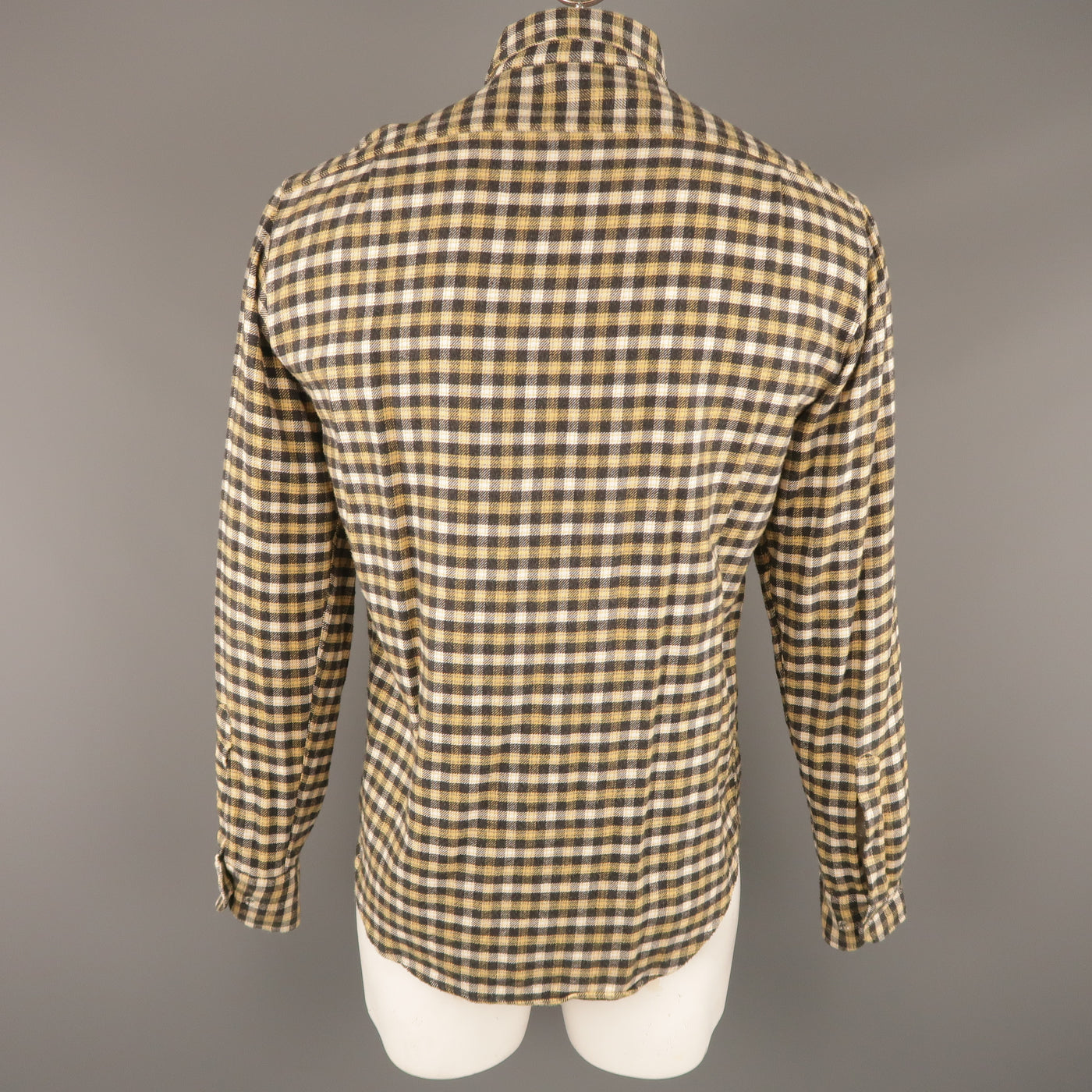 ADAM KIMMEL Size M Yellow Plaid Cotton Button Down Long Sleeve Shirt