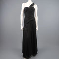 ADELE SIMPSON Size 8 Black Pleated Silk One Shoulder Sweetheart Cocktail Dress ADELE SIMPSON