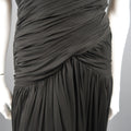 ADELE SIMPSON Size 8 Black Pleated Silk One Shoulder Sweetheart Cocktail Dress ADELE SIMPSON
