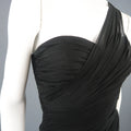 ADELE SIMPSON Size 8 Black Pleated Silk One Shoulder Sweetheart Cocktail Dress ADELE SIMPSON