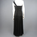 ADELE SIMPSON Size 8 Black Pleated Silk One Shoulder Sweetheart Cocktail Dress ADELE SIMPSON