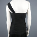 ADELE SIMPSON Size 8 Black Pleated Silk One Shoulder Sweetheart Cocktail Dress ADELE SIMPSON