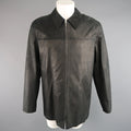 AGNES B. HOMME 40 Black Textured Leather Zip Car Coat AGNÈS B.