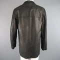 AGNES B. HOMME 40 Black Textured Leather Zip Car Coat AGNÈS B.