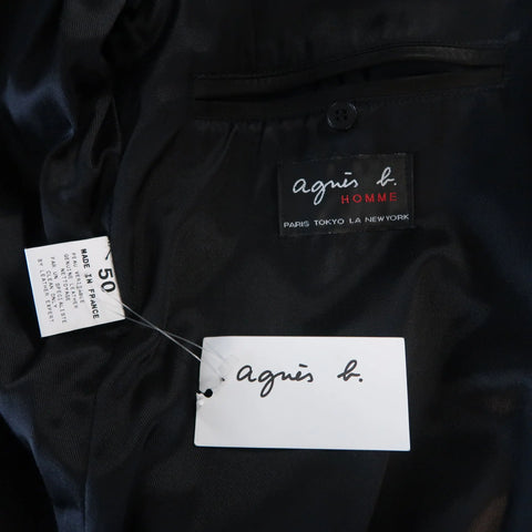 AGNES B. HOMME 40 Black Textured Leather Zip Car Coat AGNÈS B.
