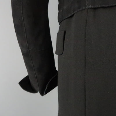 AKRIS Size 10 Black Suede & Wool Zip Off Sport Coat Jacket
