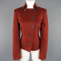 AKRIS Size 10 Burgundy Double Breasted Collared Wool / Angora Jacket AKRIS