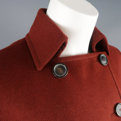AKRIS Size 10 Burgundy Double Breasted Collared Wool / Angora Jacket AKRIS