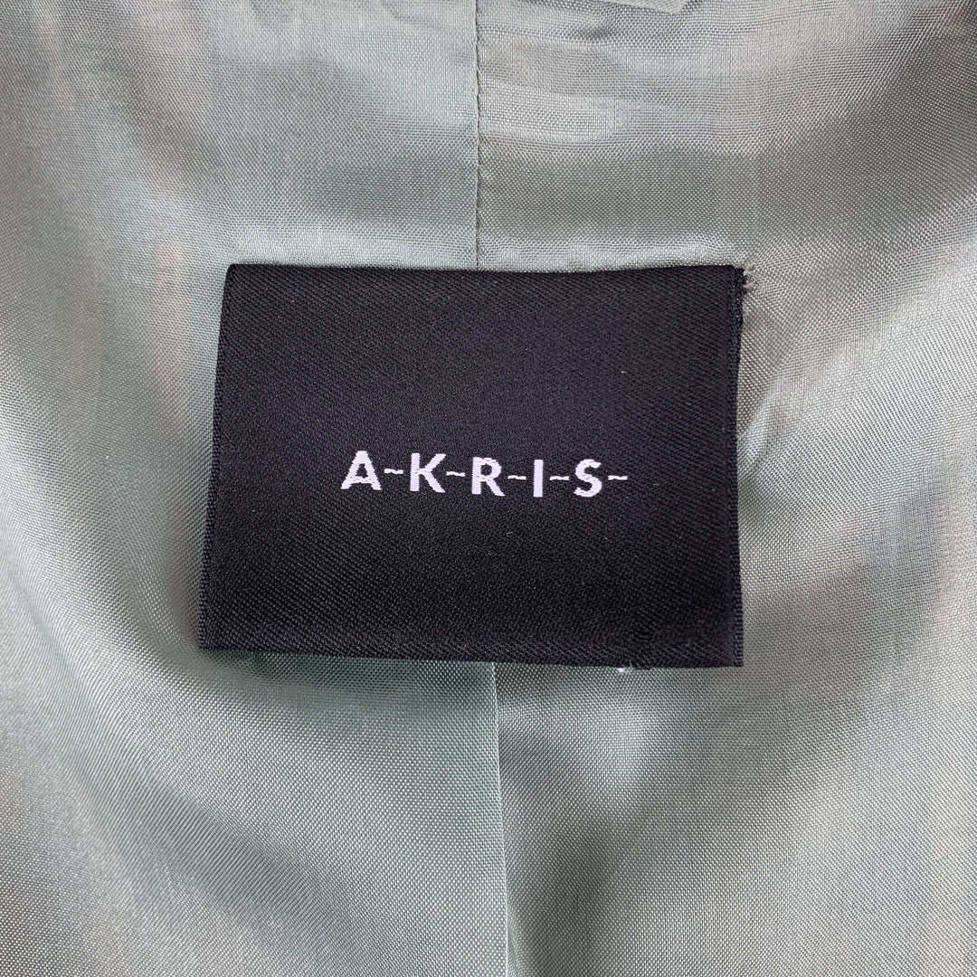 AKRIS Size 8 Gold & Green Plaid Silk  Cropped Belted Blazer