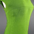 AKRIS Size 8 Green Silk Canvas High Neck Pleated Back Cocktail Dress AKRIS