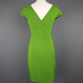 AKRIS Size 8 Green Silk Canvas High Neck Pleated Back Cocktail Dress AKRIS