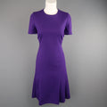 AKRIS Size 8 Purple Jersey Short Sleeve Dress AKRIS