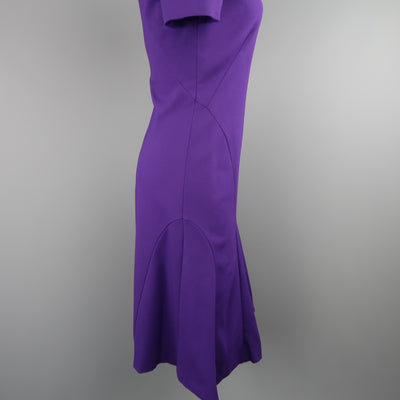 AKRIS Size 8 Purple Jersey Short Sleeve Dress