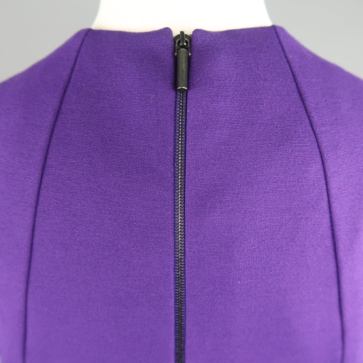 AKRIS Size 8 Purple Jersey Short Sleeve Dress