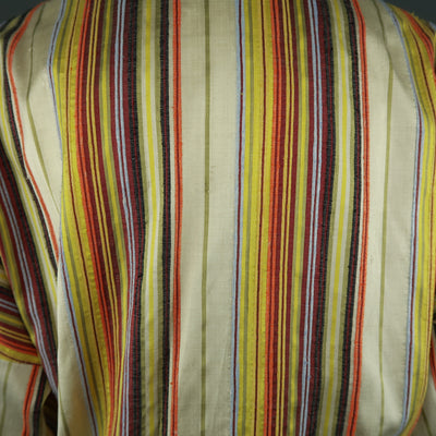 AKRIS Size M Rainbow Striped Textured Silk Collared Tunic Blouse