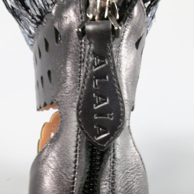 ALAIA Size 8.5 Black Cutout Leather Fringe Ankle Sandals