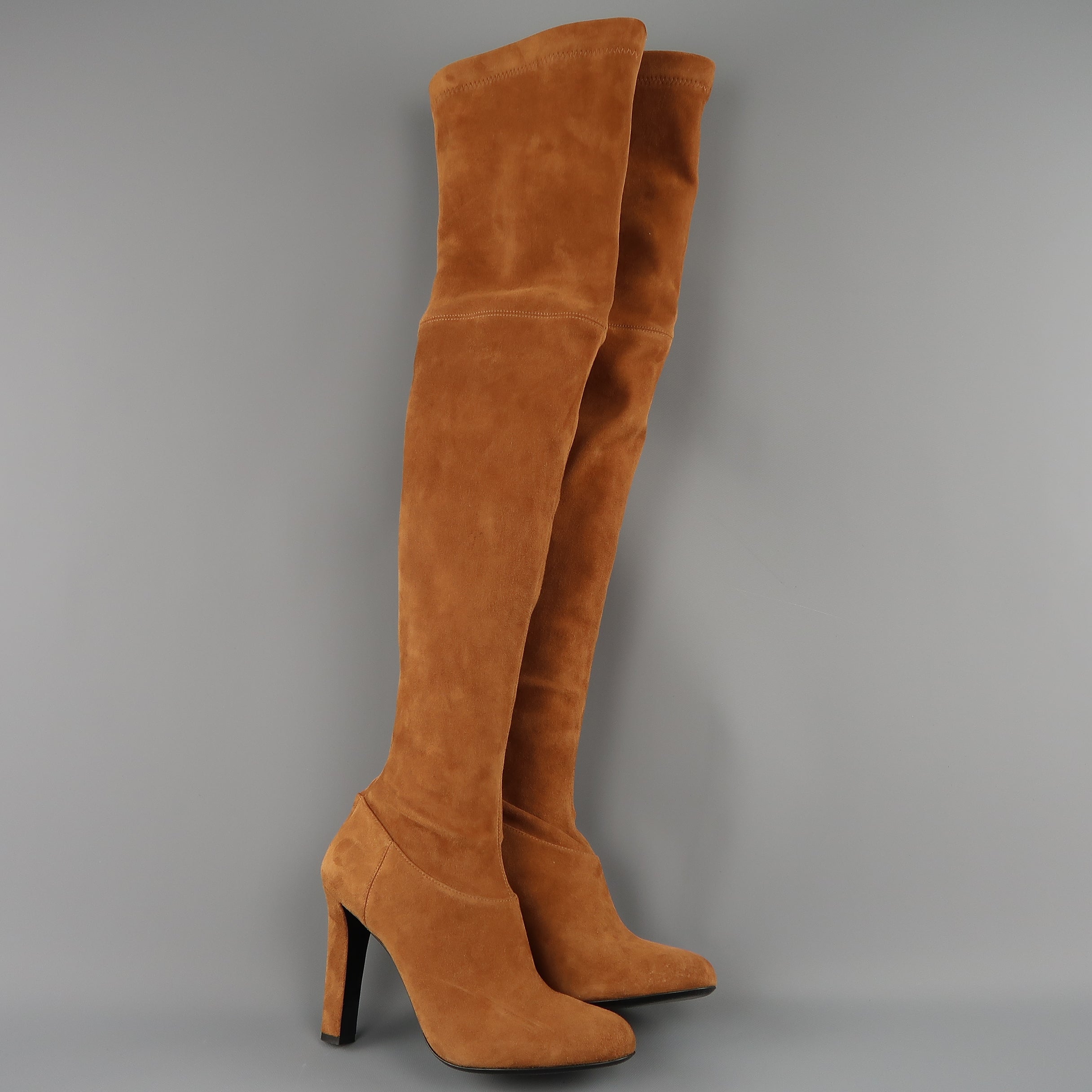 Tan suede thigh high shops boots