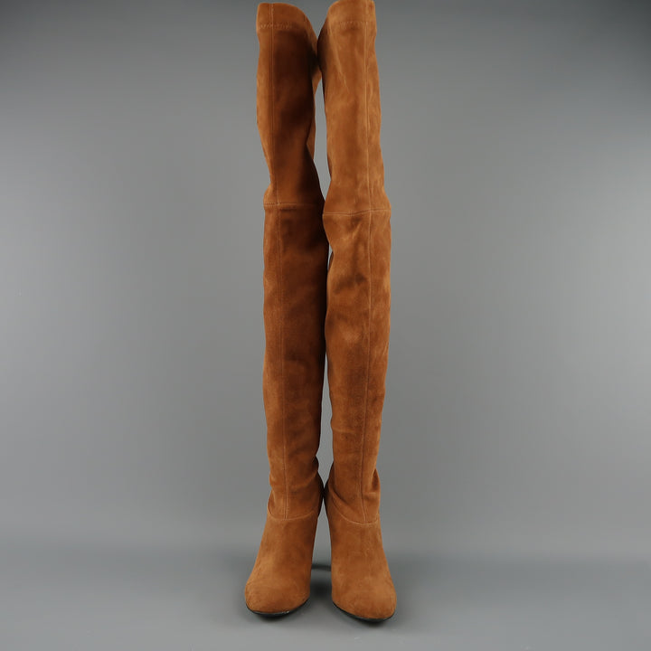 ALBERTA FERRETTI Size 9 Tan Suede Thigh High Boots