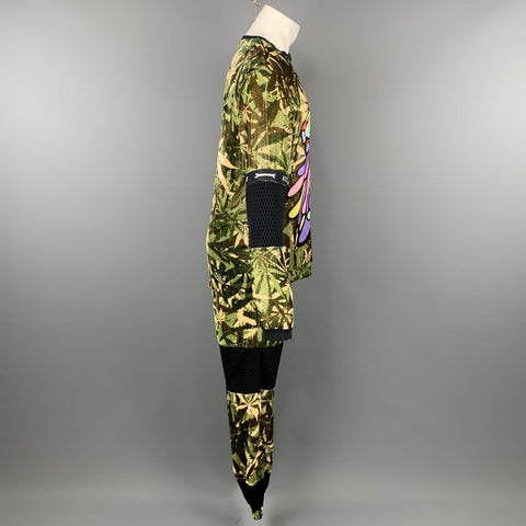 ALEX MATTSSON L Olive Print Viscose / Silk 31 Crew-Neck Suit