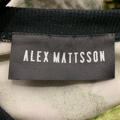 ALEX MATTSSON L Olive Print Viscose / Silk 31 Crew-Neck Suit