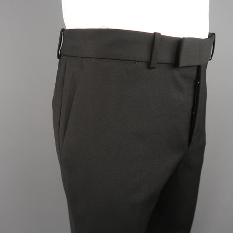 ALEXANDER MCQUEEN Size 35 Black Solid Wool / Mohair Button Fly Dress Pants ALEXANDER MCQUEEN