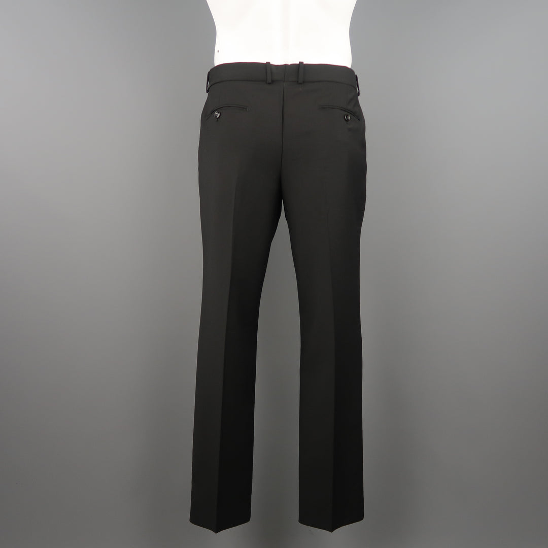 ALEXANDER MCQUEEN Size 35 Black Solid Wool / Mohair Button Fly Dress Pants