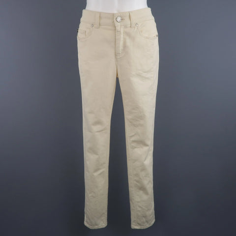 ALEXANDER MCQUEEN Size 6 Beige Denim Side Stripe Skinny Jeans ALEXANDER MCQUEEN