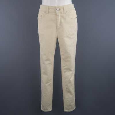 ALEXANDER MCQUEEN Size 6 Beige Denim Side Stripe Skinny Jeans