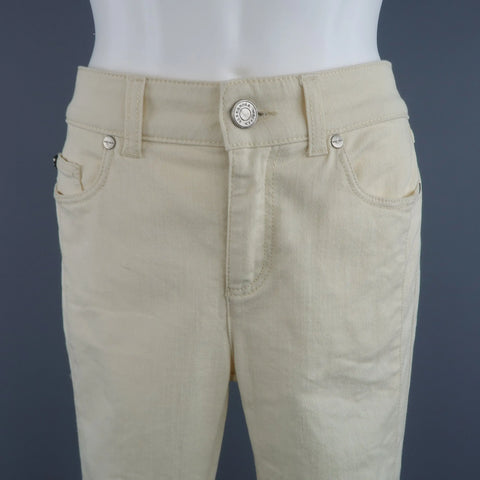ALEXANDER MCQUEEN Size 6 Beige Denim Side Stripe Skinny Jeans ALEXANDER MCQUEEN