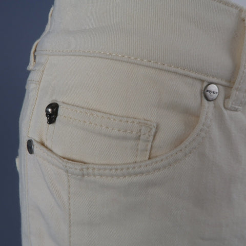 ALEXANDER MCQUEEN Size 6 Beige Denim Side Stripe Skinny Jeans ALEXANDER MCQUEEN